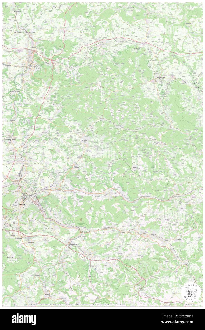 Rems-Murr-Kreis, Regierungsbezirk Stuttgart, DE, Deutschland, Baden-Württemberg, n 48 54' 32''', N 9 31' 50'', Karte, Cartascapes Map, veröffentlicht 2024. Erkunden Sie Cartascapes, eine Karte, die die vielfältigen Landschaften, Kulturen und Ökosysteme der Erde enthüllt. Reisen Sie durch Zeit und Raum und entdecken Sie die Verflechtungen der Vergangenheit, Gegenwart und Zukunft unseres Planeten. Stockfoto