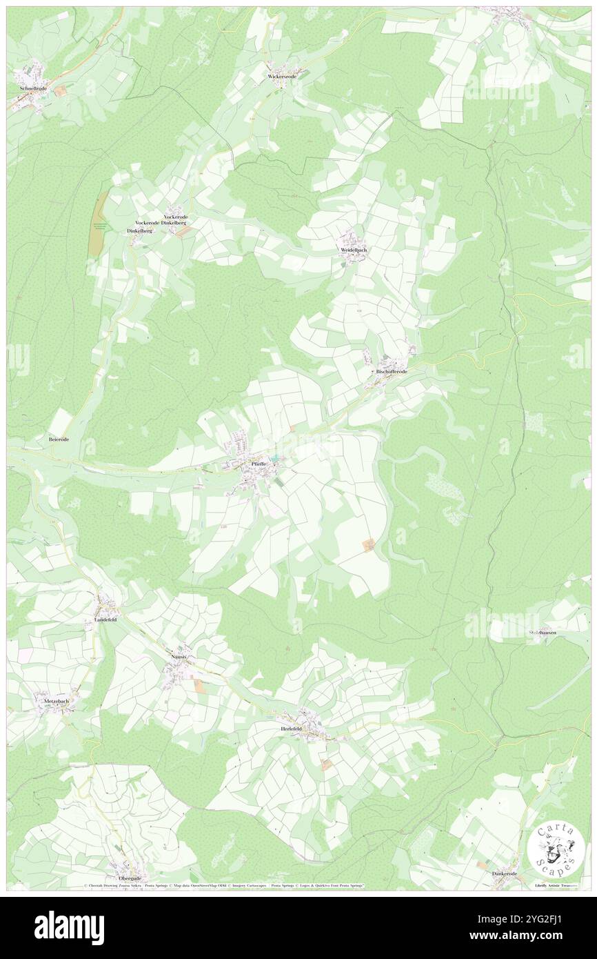 Pfieffe, DE, Deutschland, Hessen, N 51 6' 42''', N 9 32' 49''', Karte, Cartascapes Map veröffentlicht 2024. Erkunden Sie Cartascapes, eine Karte, die die vielfältigen Landschaften, Kulturen und Ökosysteme der Erde enthüllt. Reisen Sie durch Zeit und Raum und entdecken Sie die Verflechtungen der Vergangenheit, Gegenwart und Zukunft unseres Planeten. Stockfoto