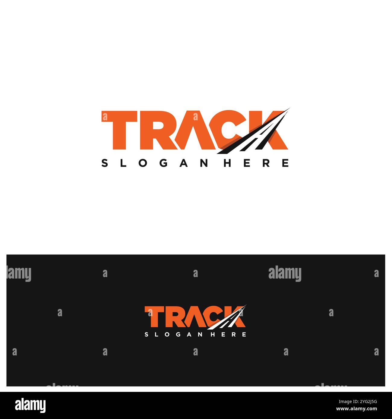 Modernes und minimalistisches Letter Track Logo kombiniert mit Road. Vektorabbildung Stock Vektor