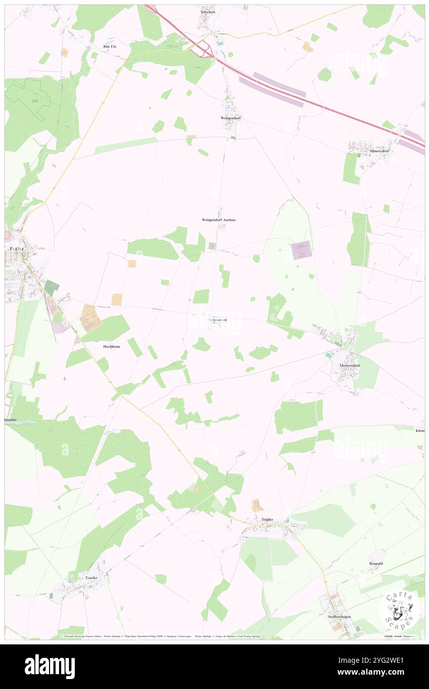 Schmarsow, Deutschland, Brandenburg, N 53 14' 24''', N 12 5' 18''', Karte, Cartascapes Map, veröffentlicht 2024. Erkunden Sie Cartascapes, eine Karte, die die vielfältigen Landschaften, Kulturen und Ökosysteme der Erde enthüllt. Reisen Sie durch Zeit und Raum und entdecken Sie die Verflechtungen der Vergangenheit, Gegenwart und Zukunft unseres Planeten. Stockfoto