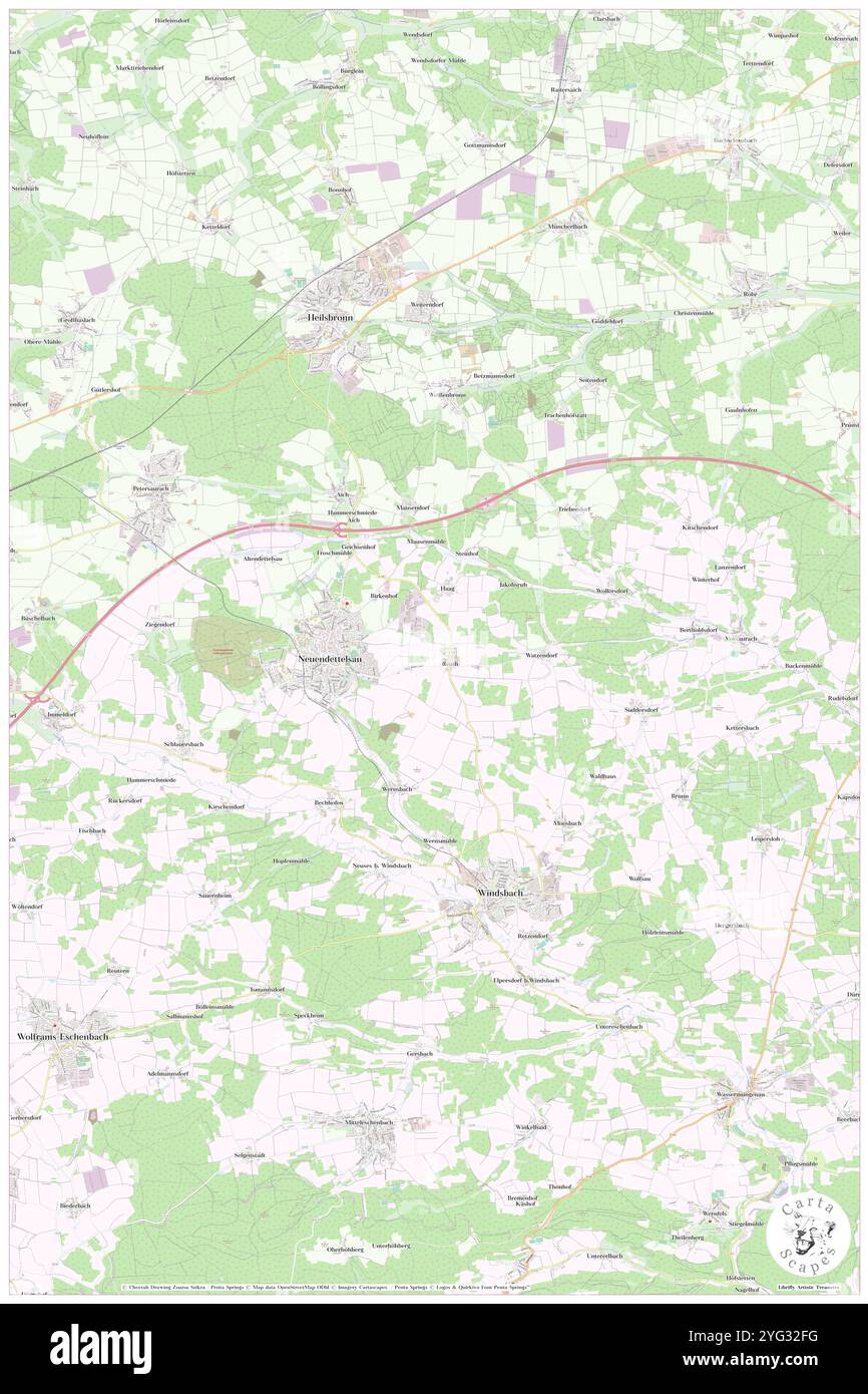 Neuendettelsau, Regierungsbezirk Mittelfranken, Deutschland, Bayern, n 49 16' 59''', N 10 46' 59''', Karte, Cartascapes Map, veröffentlicht 2024. Erkunden Sie Cartascapes, eine Karte, die die vielfältigen Landschaften, Kulturen und Ökosysteme der Erde enthüllt. Reisen Sie durch Zeit und Raum und entdecken Sie die Verflechtungen der Vergangenheit, Gegenwart und Zukunft unseres Planeten. Stockfoto