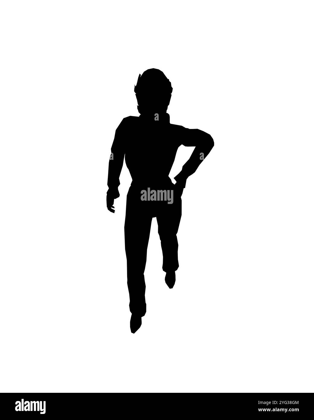 Silhouette eines Mädchens in Hose, Hemd und Brille. Das Mädchen steht mit einem Bein nach vorne und einer Hand auf der Hüfte. Vektorabbildung. Stock Vektor