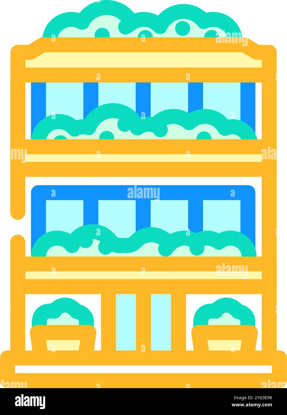 Umweltfreundliche Architektur grüne Gebäude Farbe Symbol Vektor Illustration Stock Vektor