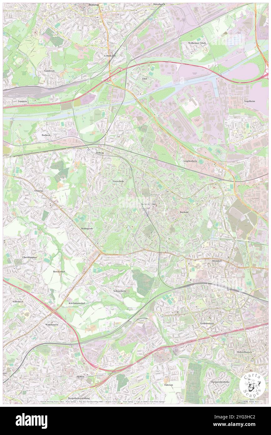 Borbeck, Bezirk Düsseldorf, DE, Deutschland, Nordrhein-Westfalen, n 51 28' 28''', N 6 56' 42'', Karte, Cartascapes Map, veröffentlicht 2024. Erkunden Sie Cartascapes, eine Karte, die die vielfältigen Landschaften, Kulturen und Ökosysteme der Erde enthüllt. Reisen Sie durch Zeit und Raum und entdecken Sie die Verflechtungen der Vergangenheit, Gegenwart und Zukunft unseres Planeten. Stockfoto