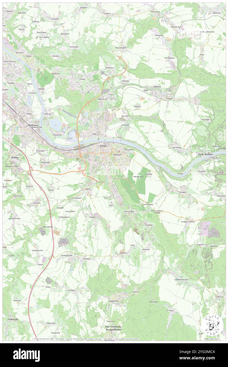 Pirna, DE, Deutschland, Sachsen, N 50 57' 45''', N 13 55' 44''', Karte, Cartascapes Map, veröffentlicht 2024. Erkunden Sie Cartascapes, eine Karte, die die vielfältigen Landschaften, Kulturen und Ökosysteme der Erde enthüllt. Reisen Sie durch Zeit und Raum und entdecken Sie die Verflechtungen der Vergangenheit, Gegenwart und Zukunft unseres Planeten. Stockfoto