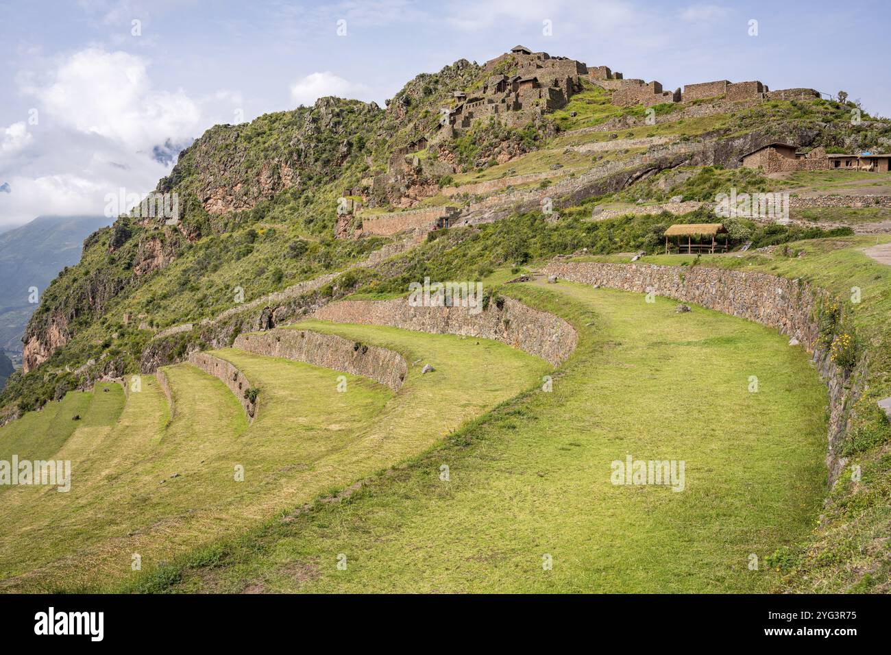 Inka-Komplex in Pisac, Heiliges Tal der Inkas, Cusco, Peru, Südamerika Stockfoto