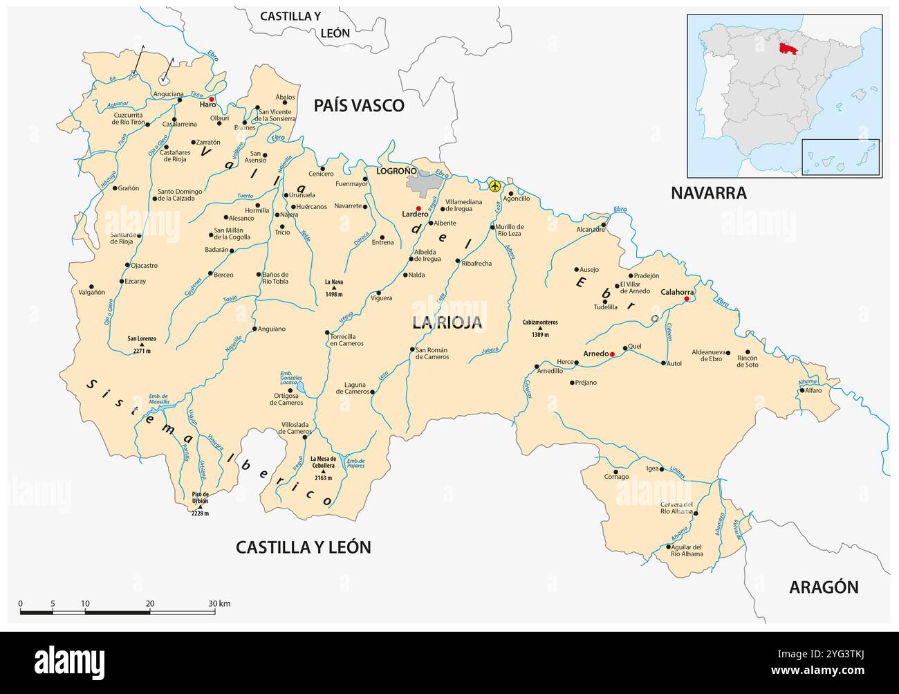 Karte der spanischen Provinz und autonomen Gemeinde La Rioja Stockfoto