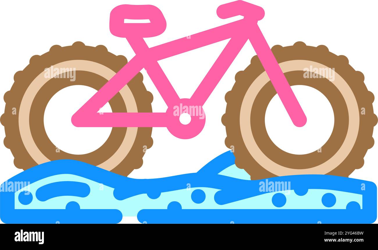 FAT Biking Winter Farbe Symbol Vektor Illustration Stock Vektor