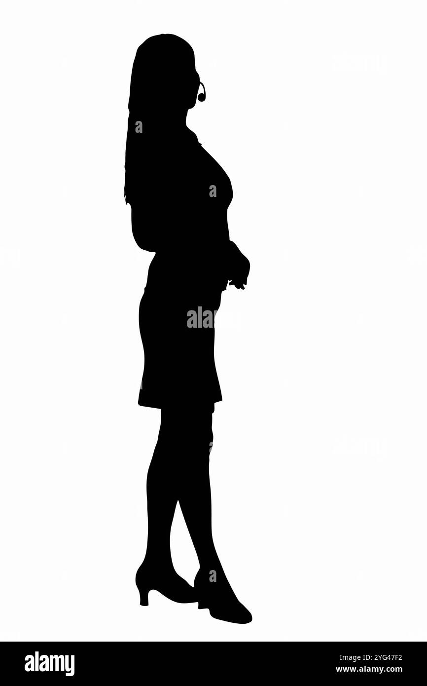 Silhouette einer Büroangestellten Stockfoto