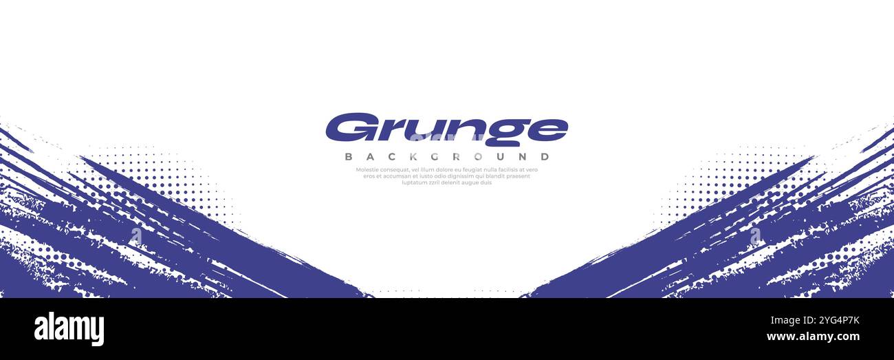 Abstrakter Hintergrund mit blauer und weißer Pinselstruktur und Rastereffekt. Grunge Sport Hintergrund, für Banner oder Poster Design Elemente Stock Vektor