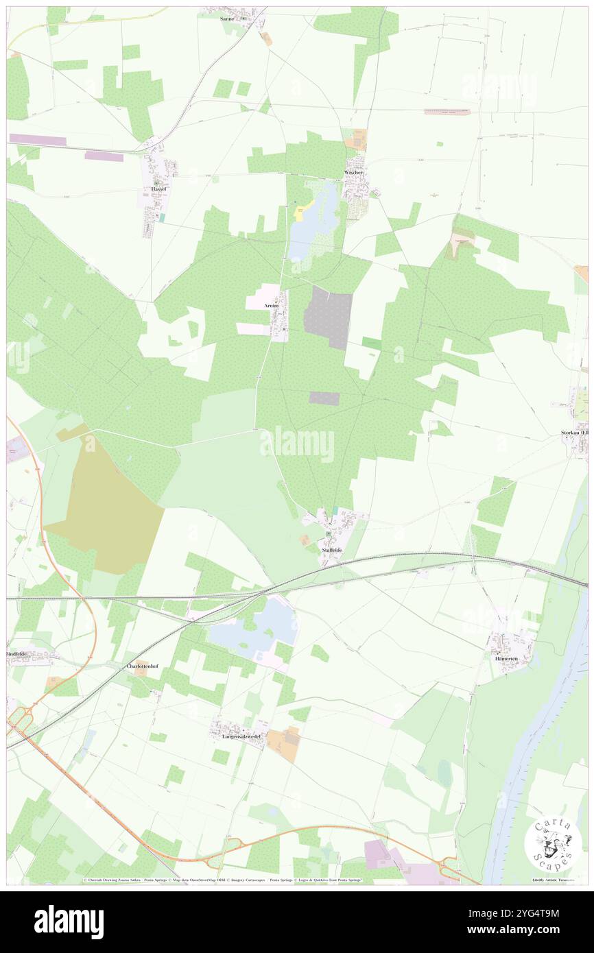 Staffelde, DE, Deutschland, Brandenburg, N 52 43' 48''', N 12 59' 24''', Karte, Cartascapes Map veröffentlicht 2024. Erkunden Sie Cartascapes, eine Karte, die die vielfältigen Landschaften, Kulturen und Ökosysteme der Erde enthüllt. Reisen Sie durch Zeit und Raum und entdecken Sie die Verflechtungen der Vergangenheit, Gegenwart und Zukunft unseres Planeten. Stockfoto