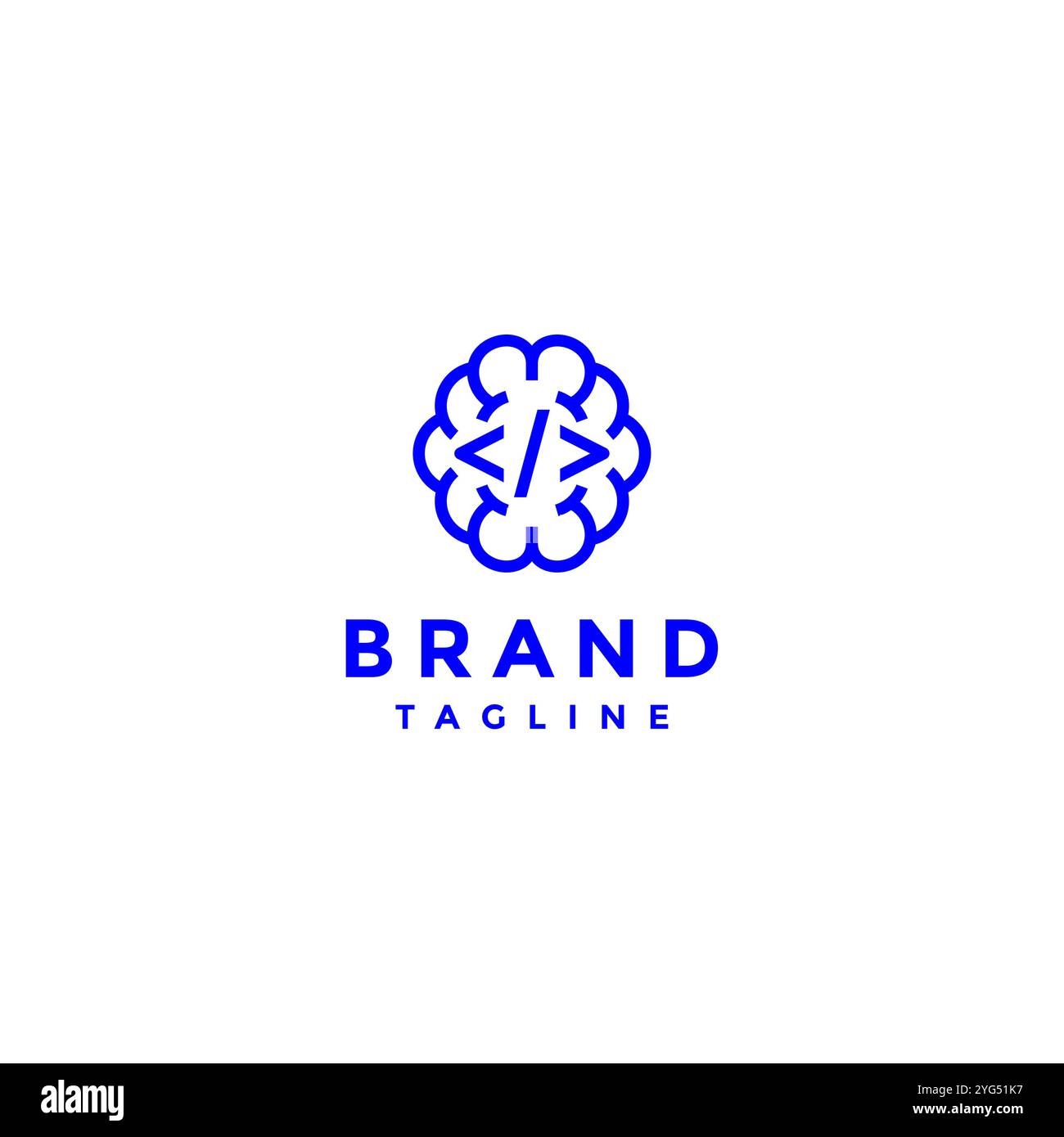 Code-Symbol Im Design Des Brain Symbol Logos. Einfaches Design Mit Brain- Und Code-Symbol-Logo. Stock Vektor