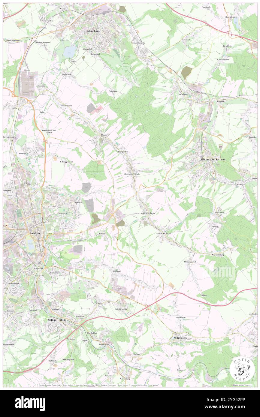 Muelsen, DE, Deutschland, Sachsen, N 50 44' 41''', N 12 34' 29''', Karte, Cartascapes Map veröffentlicht 2024. Erkunden Sie Cartascapes, eine Karte, die die vielfältigen Landschaften, Kulturen und Ökosysteme der Erde enthüllt. Reisen Sie durch Zeit und Raum und entdecken Sie die Verflechtungen der Vergangenheit, Gegenwart und Zukunft unseres Planeten. Stockfoto