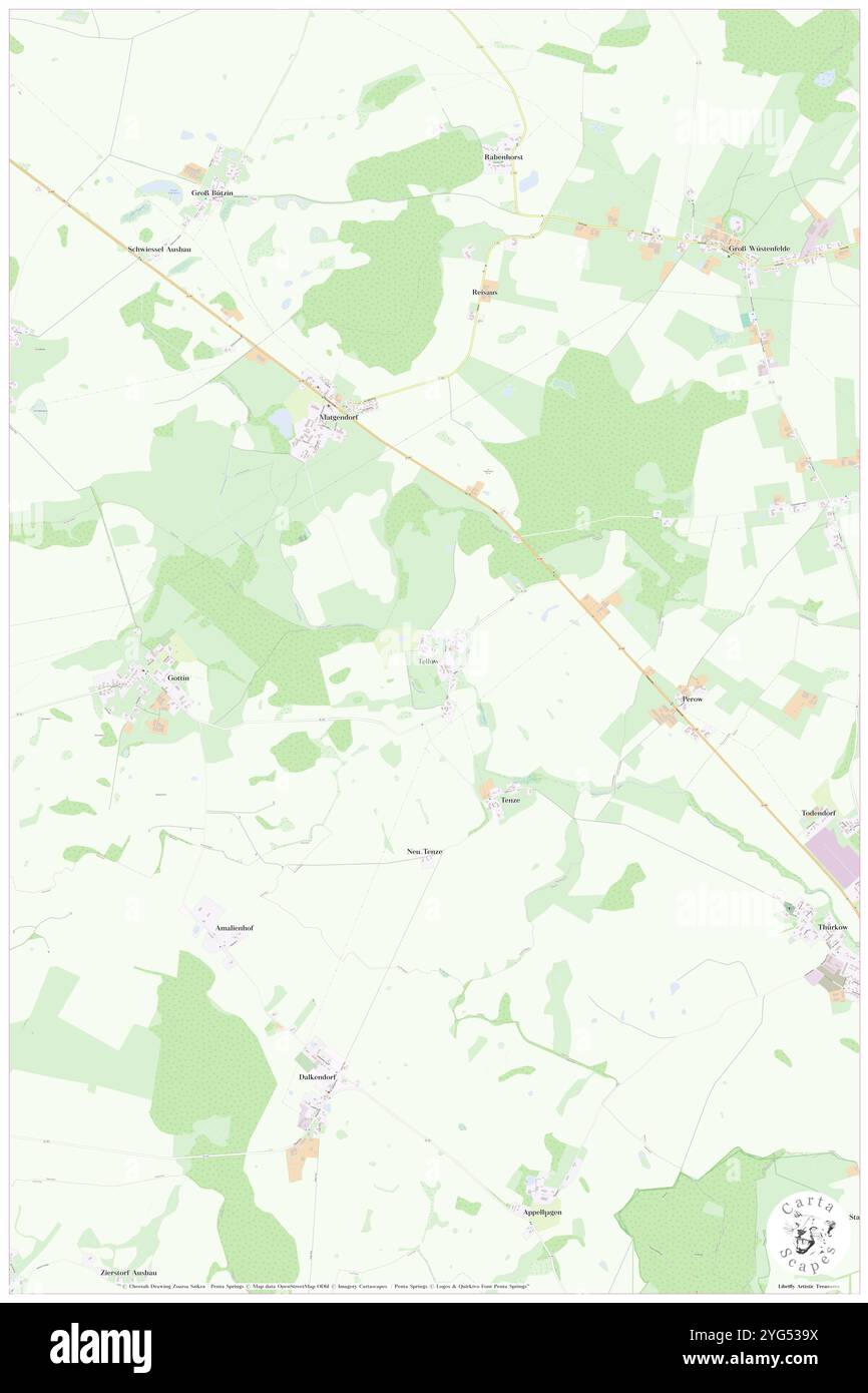 Tellow, DE, Deutschland, Mecklenburg-Vorpommern, N 53 50' 45''', N 12 30' 54''', Karte, Karte, Kartenausgabe 2024. Erkunden Sie Cartascapes, eine Karte, die die vielfältigen Landschaften, Kulturen und Ökosysteme der Erde enthüllt. Reisen Sie durch Zeit und Raum und entdecken Sie die Verflechtungen der Vergangenheit, Gegenwart und Zukunft unseres Planeten. Stockfoto