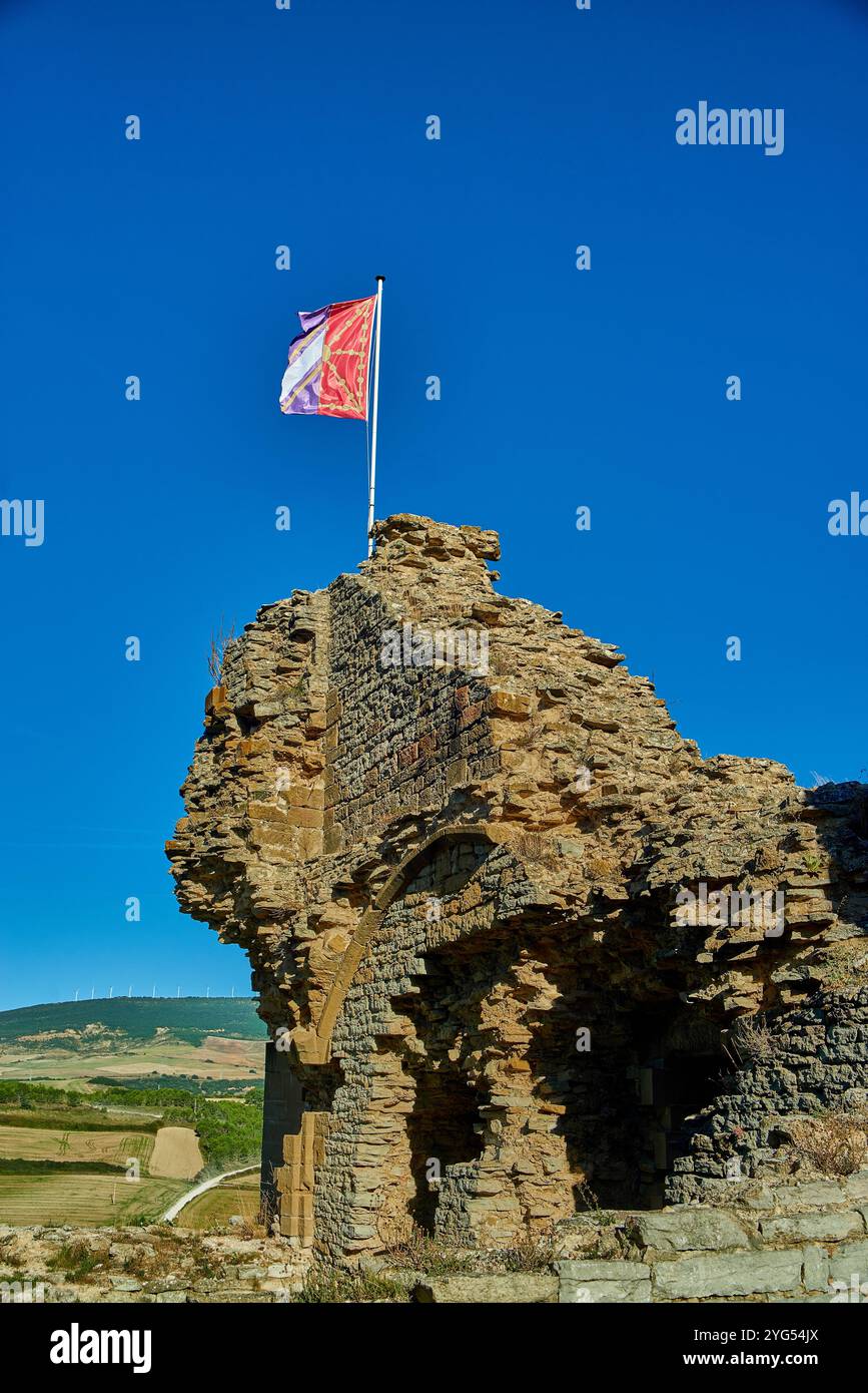 Castillo de Tiebas, Jakobsweg, in der Nähe von Pamplona, Spanien Stockfoto