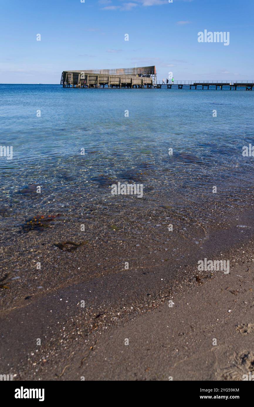 Kastrup Meeresbad, Unterschlupf zum Schwimmen, Sneglen, Oresund, Kopenhagen, Dänemark, sonniger Sommertag Stockfoto