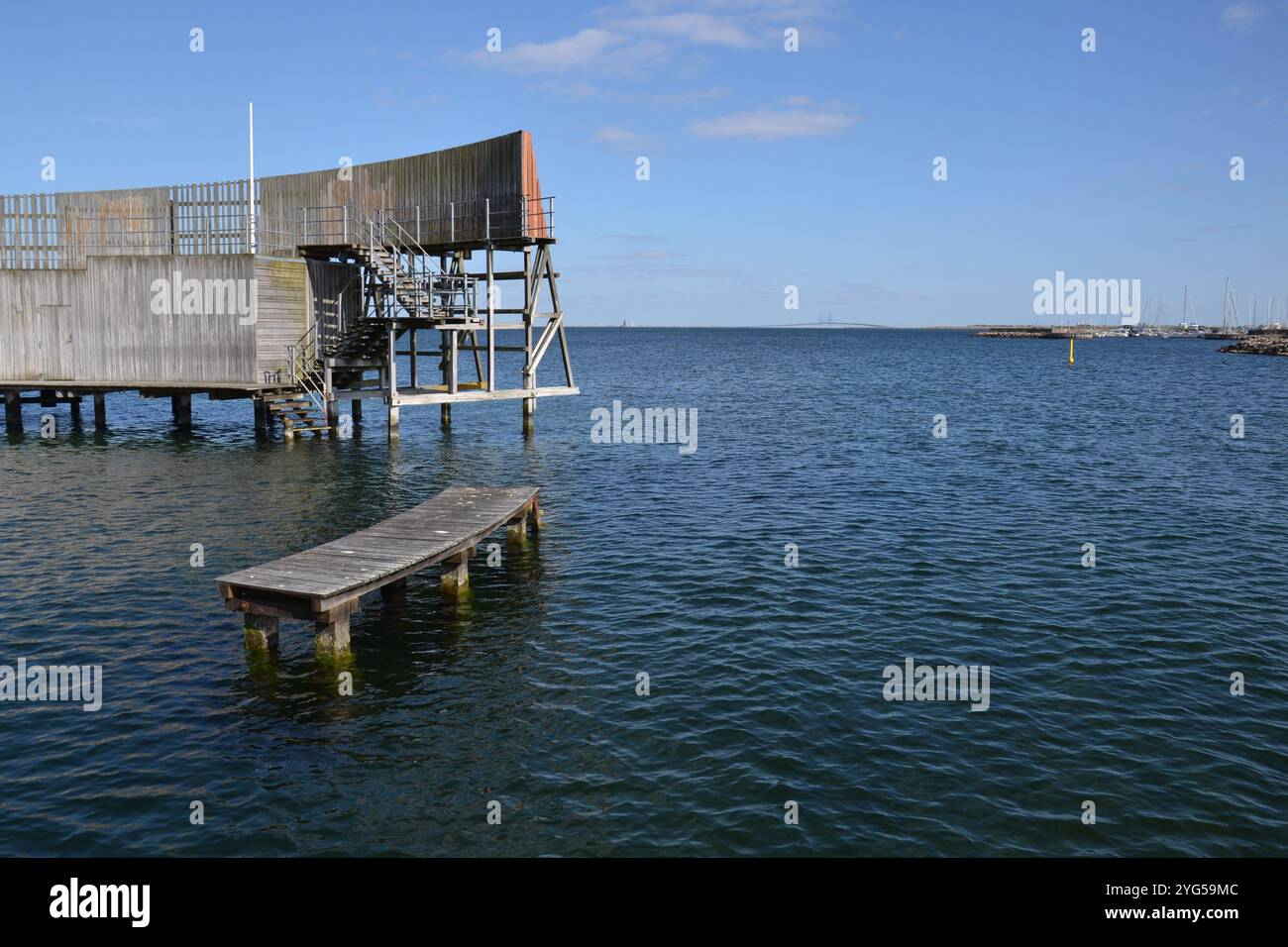 Kastrup Meeresbad, Unterschlupf zum Schwimmen, Sneglen, Oresund, Kopenhagen, Dänemark, sonniger Sommertag Stockfoto