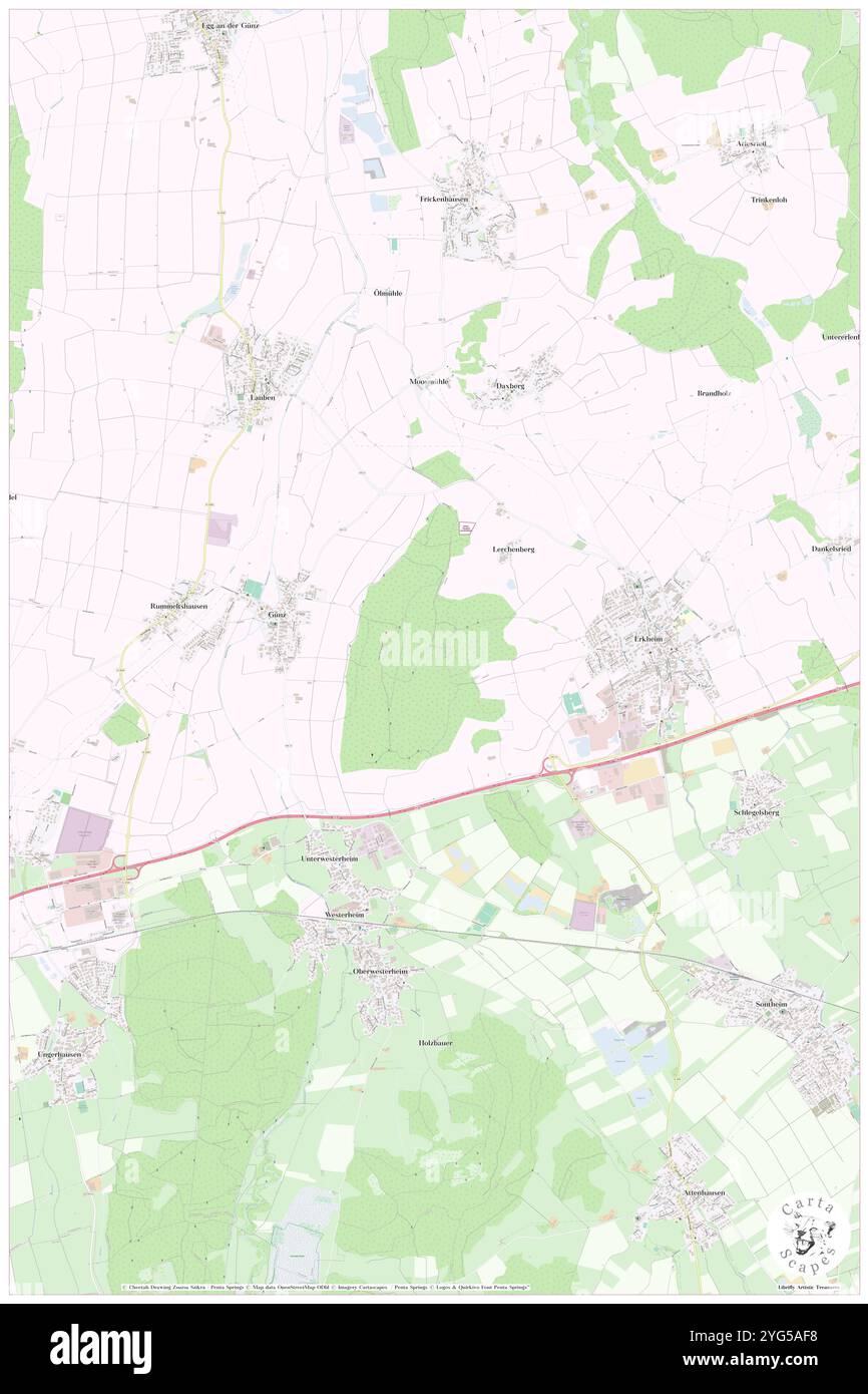 Lerchenbergwald, DE, Deutschland, Bayern, N 48 2' 15''', N 10 18' 38''', Karte, Cartascapes Map veröffentlicht 2024. Erkunden Sie Cartascapes, eine Karte, die die vielfältigen Landschaften, Kulturen und Ökosysteme der Erde enthüllt. Reisen Sie durch Zeit und Raum und entdecken Sie die Verflechtungen der Vergangenheit, Gegenwart und Zukunft unseres Planeten. Stockfoto