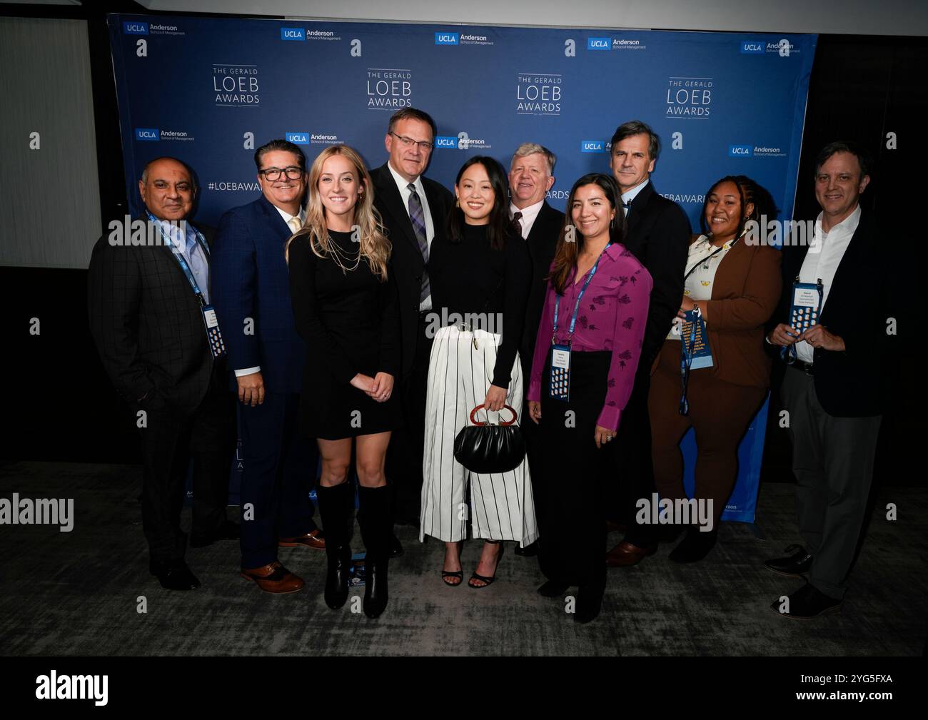 Jim Nelson, Prinzessin Safiya Byers, Daphne Chen, 2024 LOEB Awards, Greg Borowski, Genevieve Redsten während der Gerald Loeb Awards 2024, die von UCLA Anderson verliehen wurden, im Rainbow Room in New York City, New York, USA, am Donnerstag, 10. Oktober 2024. Quelle: Jennifer Graylock-Graylock.com Stockfoto