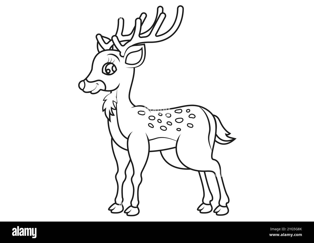 Schwarz-weiß Cartoon Hirsch Vektor flache Designs, ideal für Malseiten, isoliert auf weißem Hintergrund Stock Vektor