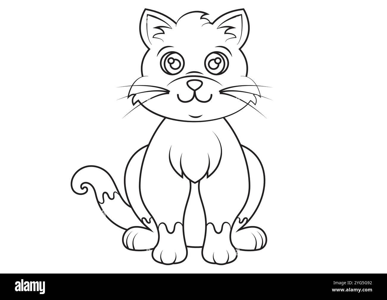 Schwarz-weiß Cartoon Kätzchen Vektor flache Designs, ideal für Ausmalseiten, isoliert auf weißem Hintergrund Stock Vektor