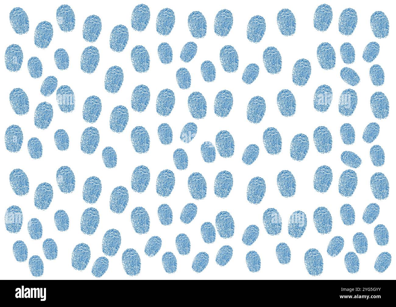 Sammlung von gemalten blauen Fingerabdruck Vektor flache Designs, isoliert auf weißem Hintergrund Stock Vektor