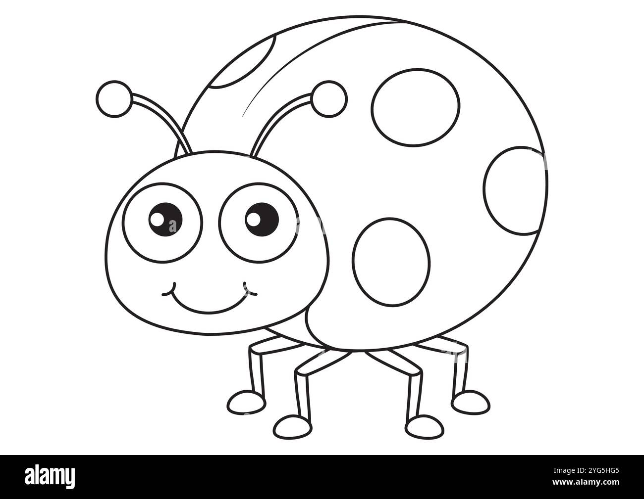 Schwarz-weiß Cartoon Marienkäfer Vektor flache Designs, ideal für Ausmalseiten, isoliert auf weißem Hintergrund Stock Vektor