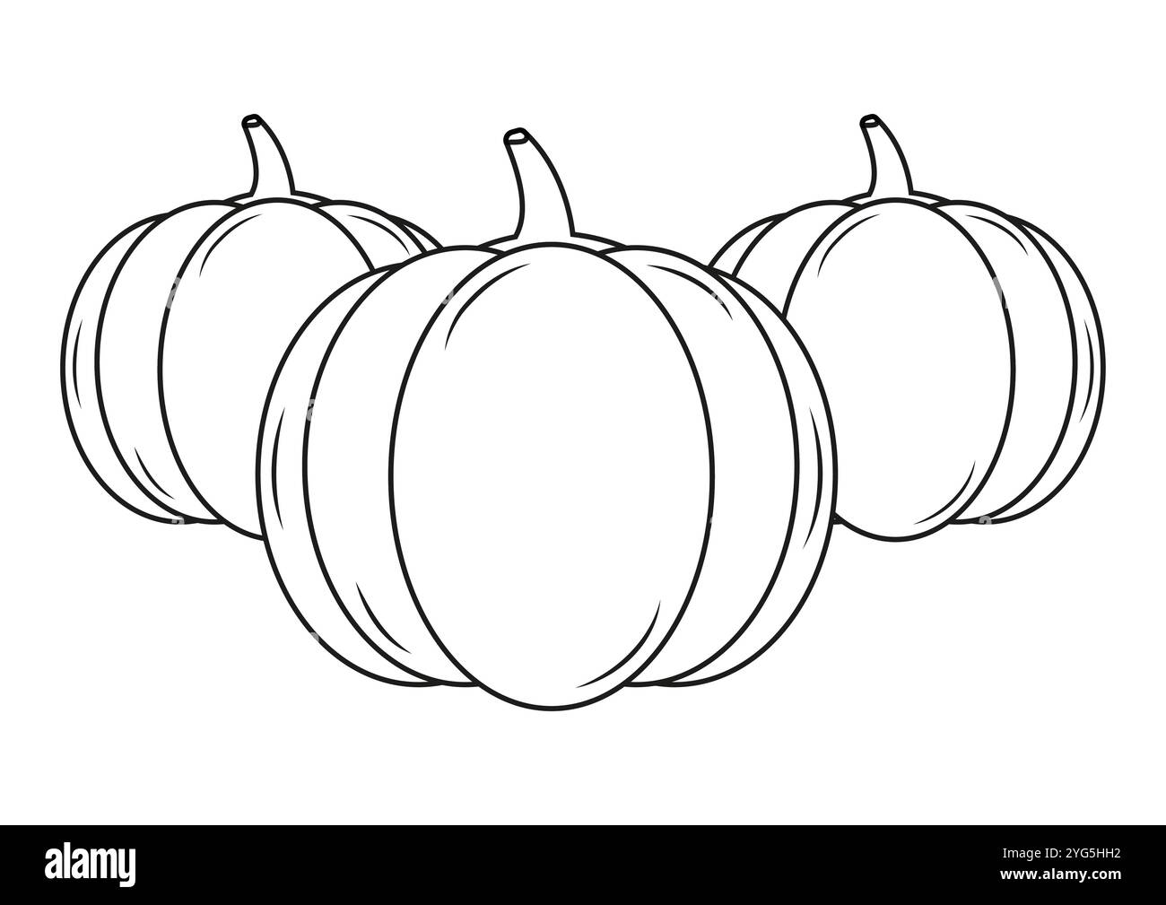 Kürbisse Vector Flat Design, ideal zum Ausmalen von Seiten, isoliert auf weißem Hintergrund Stock Vektor