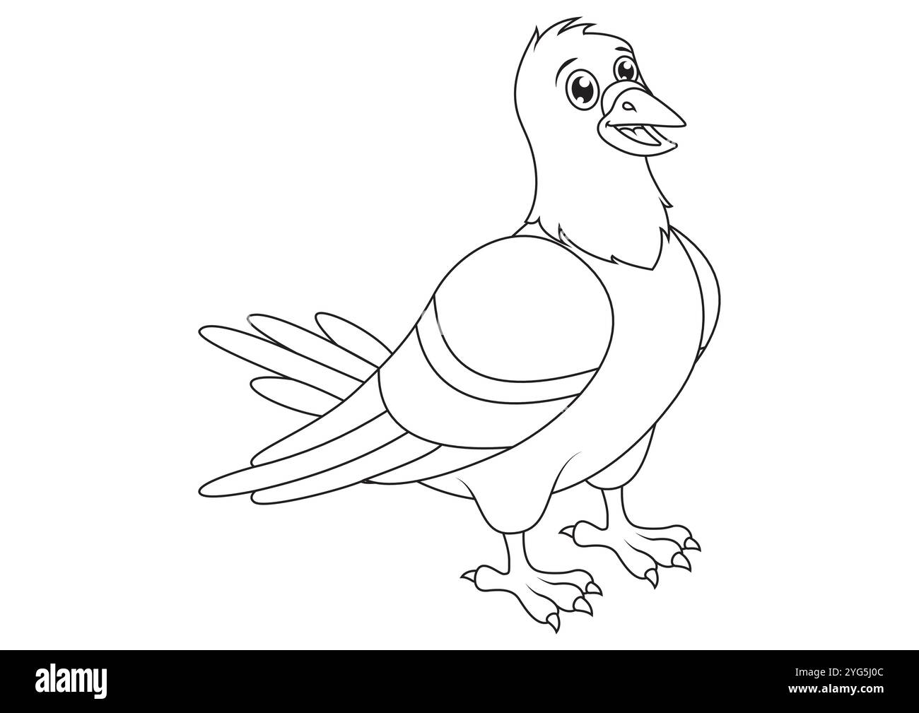 Schwarz-weiß-Tauben-Cartoon. Ausmalseite des Zeichentricktaubenvektors flaches Design Stock Vektor