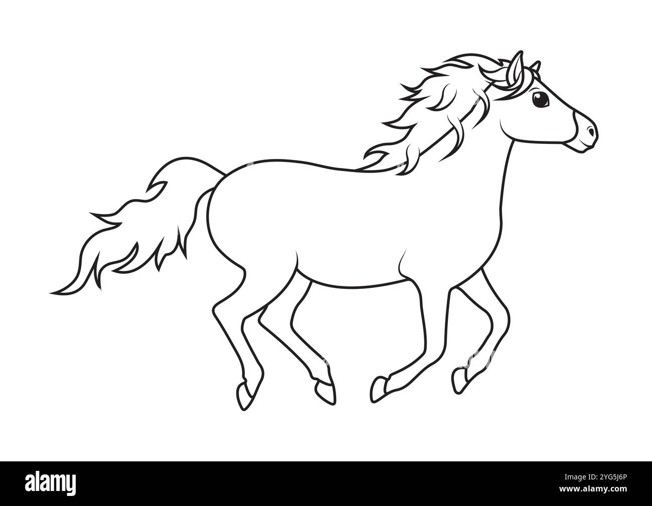 Schwarz-weiß Running Horse Vektor. Ausmalseiten Stock Vektor