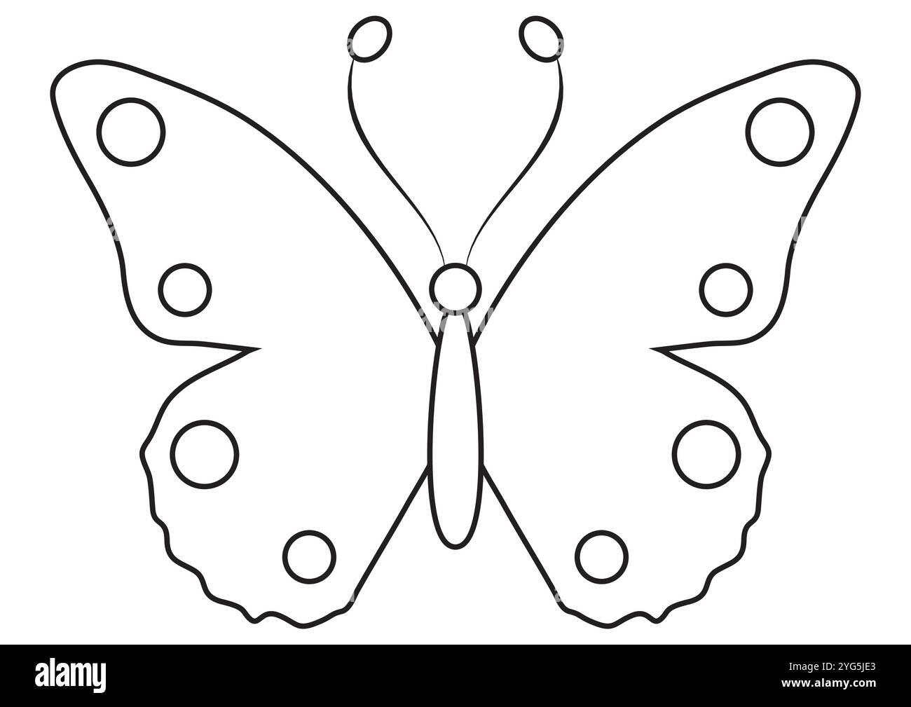 Schwarz-weißes Schmetterlingsschild. Ausmalseite des Schmetterlingsstempelvektors flaches Design Stock Vektor