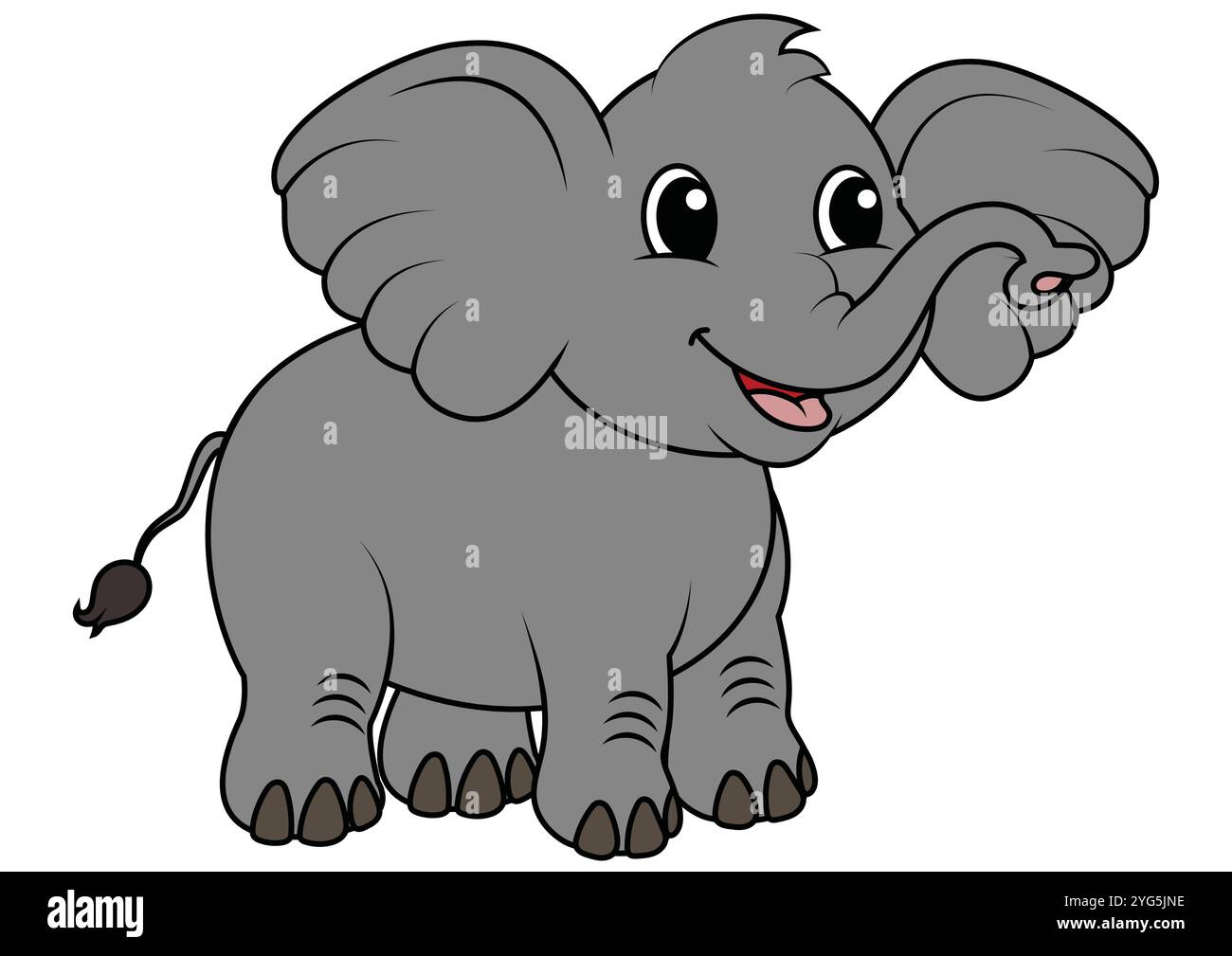 Vektor-Illustration des Zeichentrickfilms netter Elefant isoliert auf weißem Hintergrund. Flaches Design mit Elefantenvektor Stock Vektor