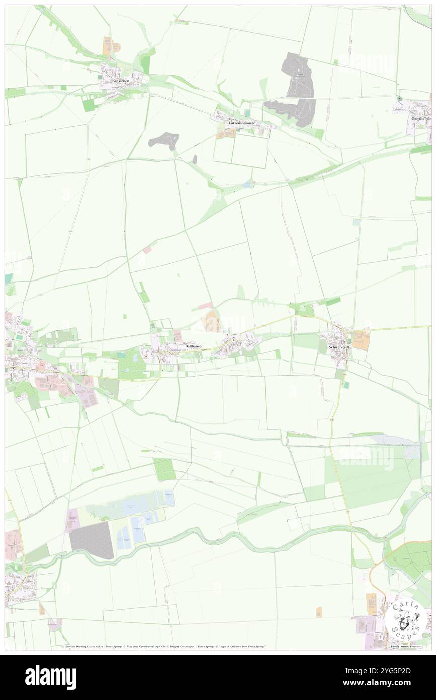 Ballhausen, Deutschland, Thüringen, N 51 9' 34''', N 10 53' 25''', Karte, Kartenausgabe 2024. Erkunden Sie Cartascapes, eine Karte, die die vielfältigen Landschaften, Kulturen und Ökosysteme der Erde enthüllt. Reisen Sie durch Zeit und Raum und entdecken Sie die Verflechtungen der Vergangenheit, Gegenwart und Zukunft unseres Planeten. Stockfoto