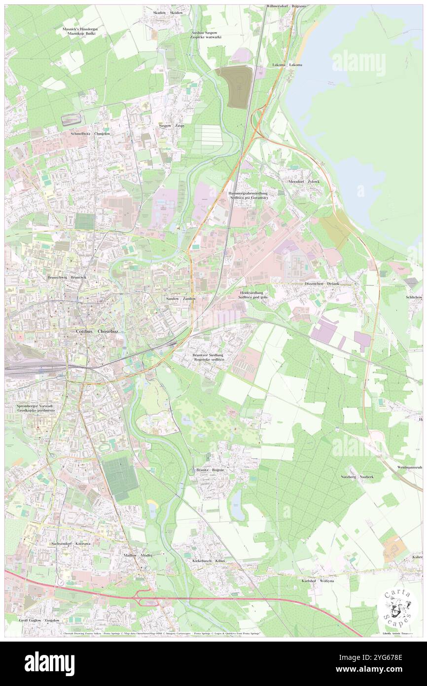 Sandow, Deutschland, Brandenburg, N 51 45' 39''', N 14 21' 3'', Karte, Cartascapes Map, veröffentlicht 2024. Erkunden Sie Cartascapes, eine Karte, die die vielfältigen Landschaften, Kulturen und Ökosysteme der Erde enthüllt. Reisen Sie durch Zeit und Raum und entdecken Sie die Verflechtungen der Vergangenheit, Gegenwart und Zukunft unseres Planeten. Stockfoto