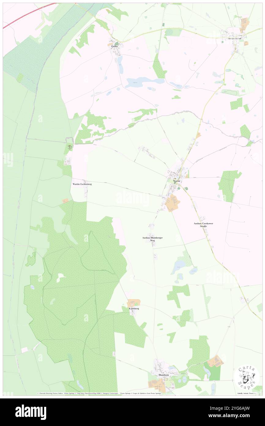 Wartin, Deutschland, Brandenburg, N 53 15' 3''', N 14 9' 25''', Karte, Cartascapes Map, veröffentlicht 2024. Erkunden Sie Cartascapes, eine Karte, die die vielfältigen Landschaften, Kulturen und Ökosysteme der Erde enthüllt. Reisen Sie durch Zeit und Raum und entdecken Sie die Verflechtungen der Vergangenheit, Gegenwart und Zukunft unseres Planeten. Stockfoto