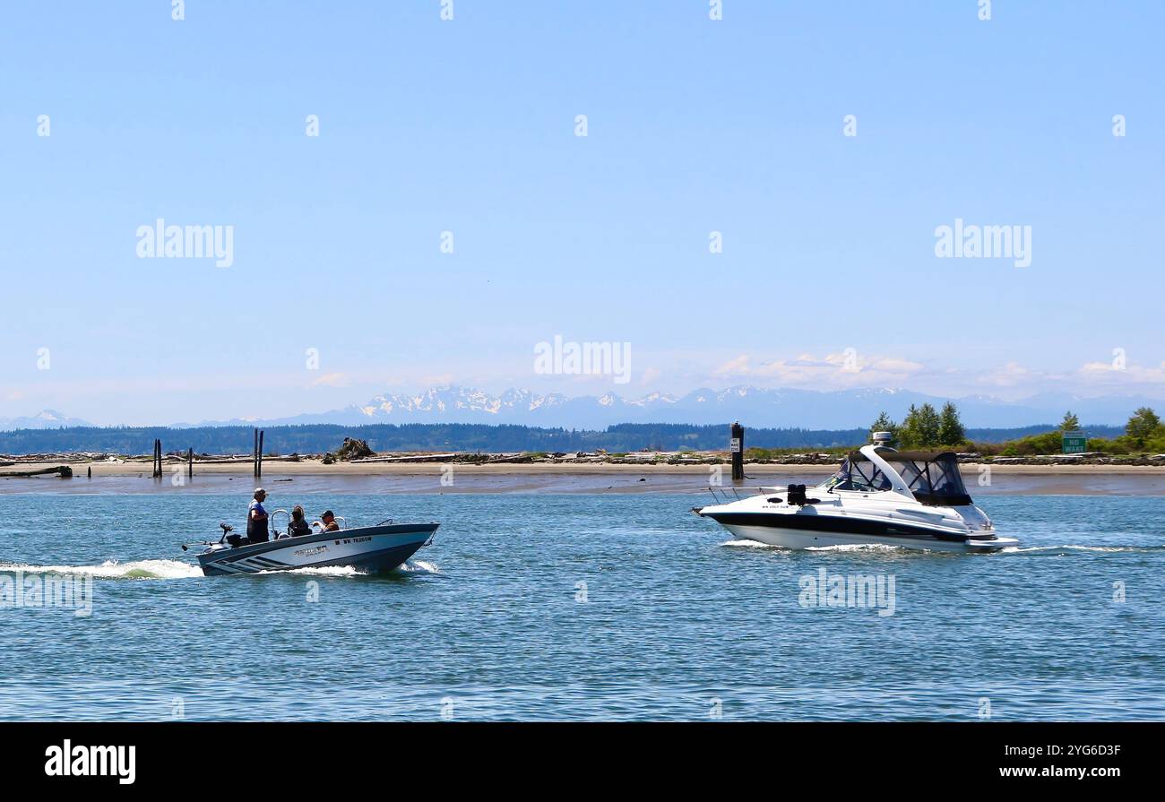 Boote unterwegs Jetty Island Seattle Washington State USA Stockfoto