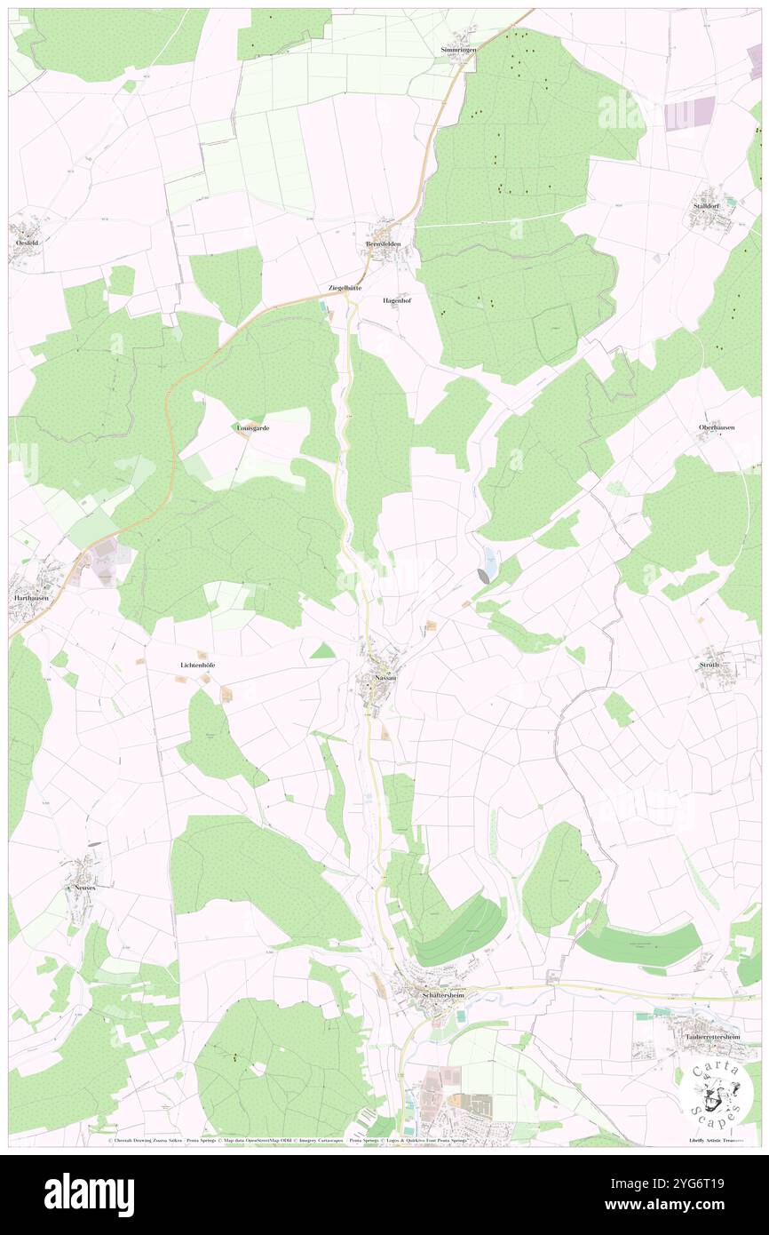 Nassau, Regierungsbezirk Stuttgart, DE, Deutschland, Baden-Württemberg, n 49 31' 33''', N 9 53' 39'', Karte, Cartascapes Map, veröffentlicht 2024. Erkunden Sie Cartascapes, eine Karte, die die vielfältigen Landschaften, Kulturen und Ökosysteme der Erde enthüllt. Reisen Sie durch Zeit und Raum und entdecken Sie die Verflechtungen der Vergangenheit, Gegenwart und Zukunft unseres Planeten. Stockfoto