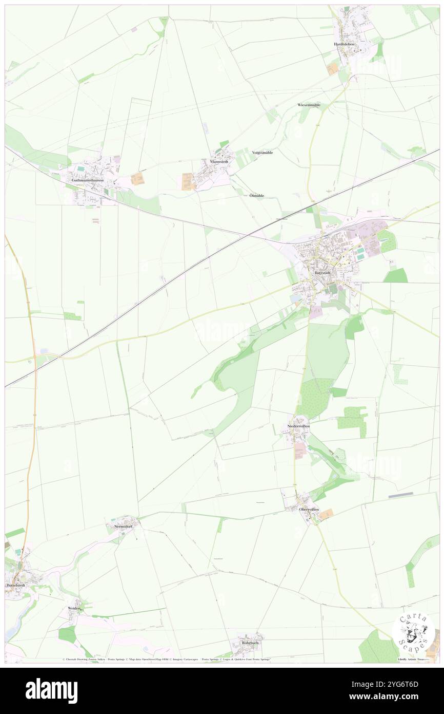 Kurz-Buttstaedt, Deutschland, Thüringen, N 51 6' 44''', N 11 23' 36''', Karte, Cartascapes Map 2024 veröffentlicht. Erkunden Sie Cartascapes, eine Karte, die die vielfältigen Landschaften, Kulturen und Ökosysteme der Erde enthüllt. Reisen Sie durch Zeit und Raum und entdecken Sie die Verflechtungen der Vergangenheit, Gegenwart und Zukunft unseres Planeten. Stockfoto