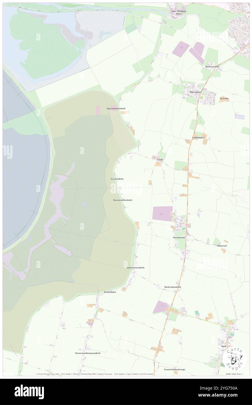 Busenwurtherdeich, DE, Deutschland, Schleswig-Holstein, N 54 2' 59'', N 9 1' 0''', Karte, Cartascapes Map veröffentlicht 2024. Erkunden Sie Cartascapes, eine Karte, die die vielfältigen Landschaften, Kulturen und Ökosysteme der Erde enthüllt. Reisen Sie durch Zeit und Raum und entdecken Sie die Verflechtungen der Vergangenheit, Gegenwart und Zukunft unseres Planeten. Stockfoto