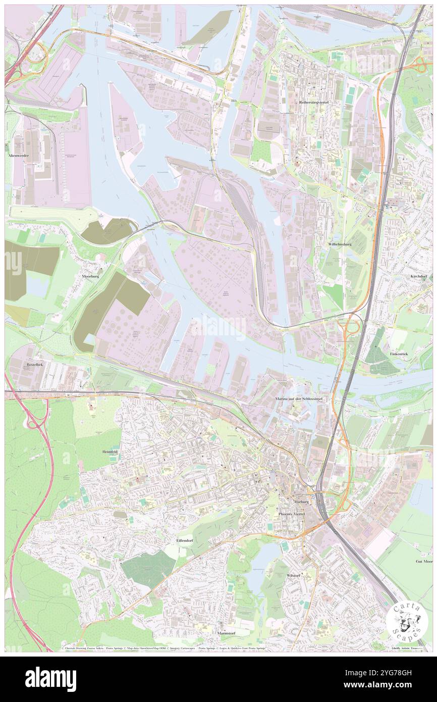 Suderelbe, DE, Deutschland, Hamburg, N 53 28' 49''', N 9 58' 3''', Karte, Kartenausgabe 2024. Erkunden Sie Cartascapes, eine Karte, die die vielfältigen Landschaften, Kulturen und Ökosysteme der Erde enthüllt. Reisen Sie durch Zeit und Raum und entdecken Sie die Verflechtungen der Vergangenheit, Gegenwart und Zukunft unseres Planeten. Stockfoto