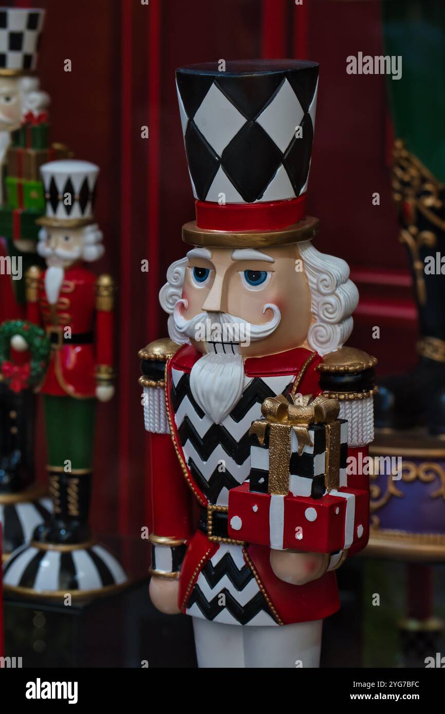 Nahaufnahme eines hölzernen Nussknacker, ein Weihnachtssymbol Stockfoto