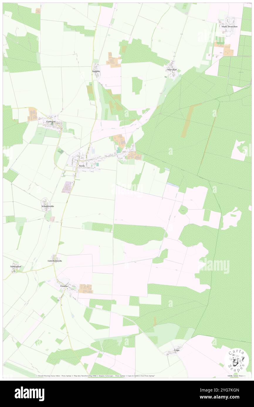 Seyda, DE, Deutschland, Sachsen-Anhalt, N 51 52' 53''', N 12 54' 29'''', Karte, Kartenausgabe 2024. Erkunden Sie Cartascapes, eine Karte, die die vielfältigen Landschaften, Kulturen und Ökosysteme der Erde enthüllt. Reisen Sie durch Zeit und Raum und entdecken Sie die Verflechtungen der Vergangenheit, Gegenwart und Zukunft unseres Planeten. Stockfoto