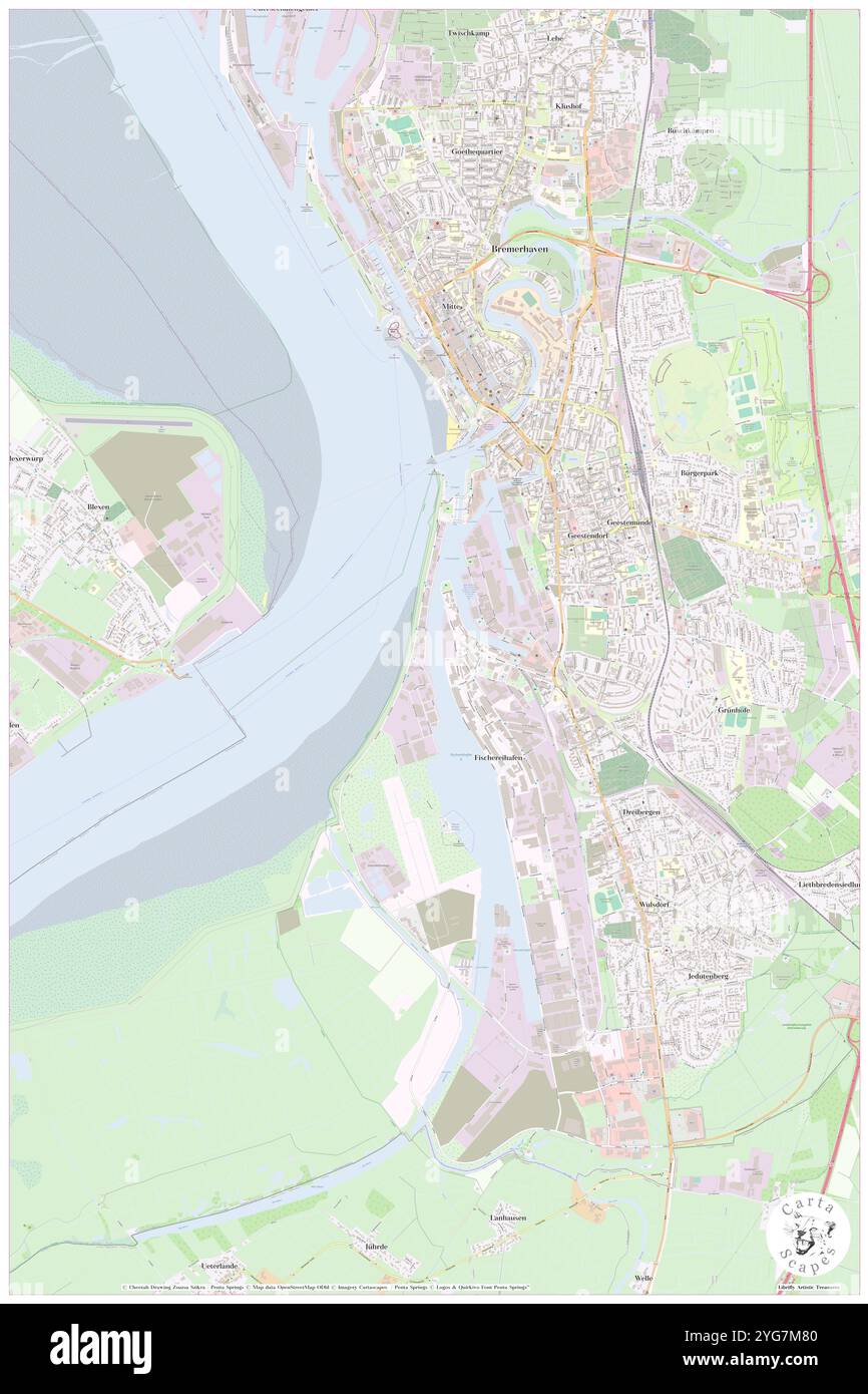 Fischereihafen zwei, DE, Deutschland, Bremen, N 53 31' 19'', N 8 34' 30''', Karte, Kartenausgabe 2024. Erkunden Sie Cartascapes, eine Karte, die die vielfältigen Landschaften, Kulturen und Ökosysteme der Erde enthüllt. Reisen Sie durch Zeit und Raum und entdecken Sie die Verflechtungen der Vergangenheit, Gegenwart und Zukunft unseres Planeten. Stockfoto