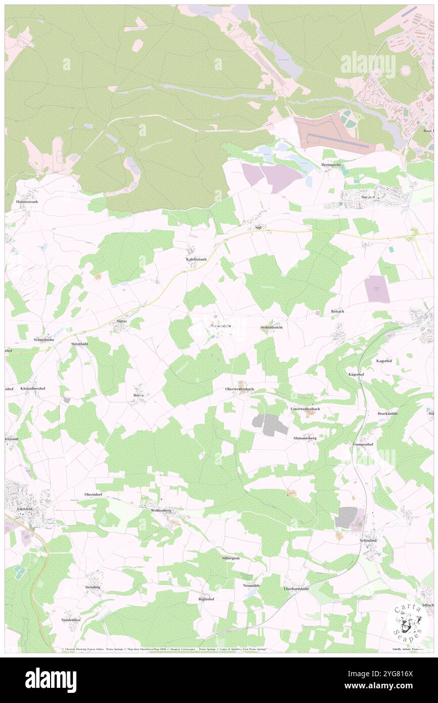 Wickenricht, Oberpfalz, DE, Deutschland, Bayern, n 49 36' 19'', N 11 44' 23'', Karte, Cartascapes Map, veröffentlicht 2024. Erkunden Sie Cartascapes, eine Karte, die die vielfältigen Landschaften, Kulturen und Ökosysteme der Erde enthüllt. Reisen Sie durch Zeit und Raum und entdecken Sie die Verflechtungen der Vergangenheit, Gegenwart und Zukunft unseres Planeten. Stockfoto