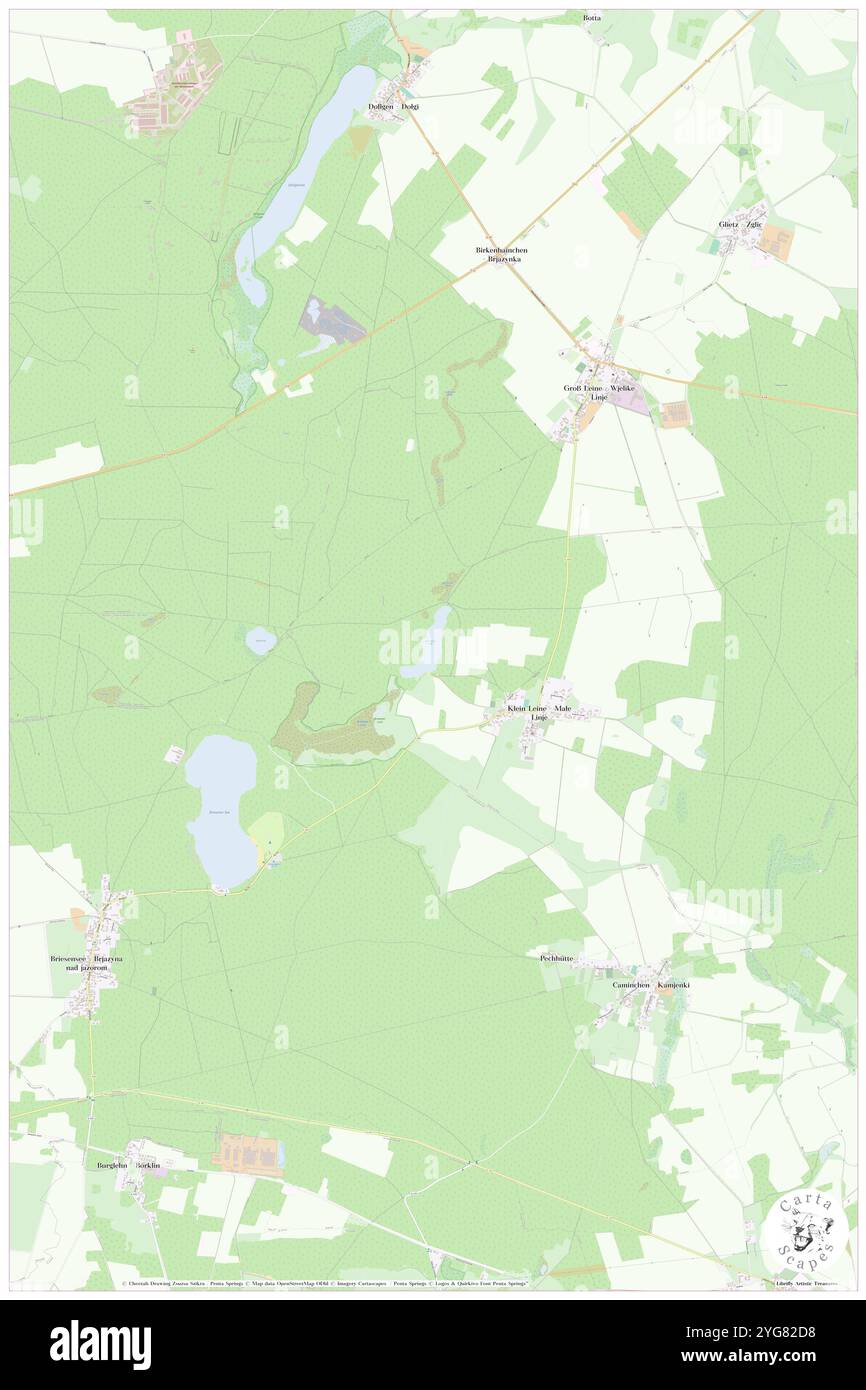 Klein Leiner See, DE, Deutschland, Brandenburg, N 51 58' 40''', N 14 2' 41''', Karte, Cartascapes Map 2024 veröffentlicht. Erkunden Sie Cartascapes, eine Karte, die die vielfältigen Landschaften, Kulturen und Ökosysteme der Erde enthüllt. Reisen Sie durch Zeit und Raum und entdecken Sie die Verflechtungen der Vergangenheit, Gegenwart und Zukunft unseres Planeten. Stockfoto