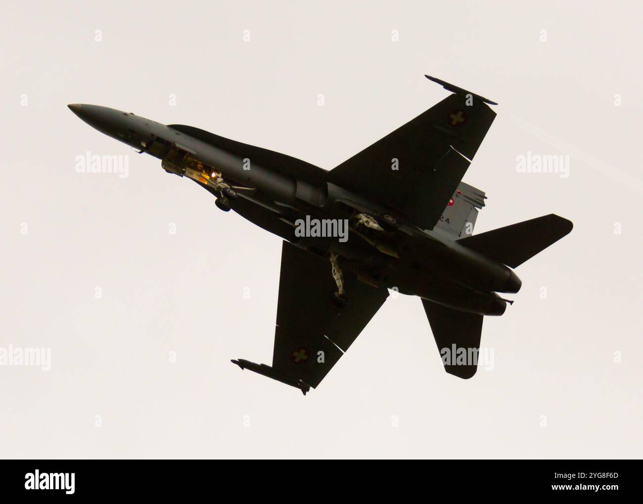 F/A-18C Hornet landet am Flughafen Emmen, Schweiz Stockfoto