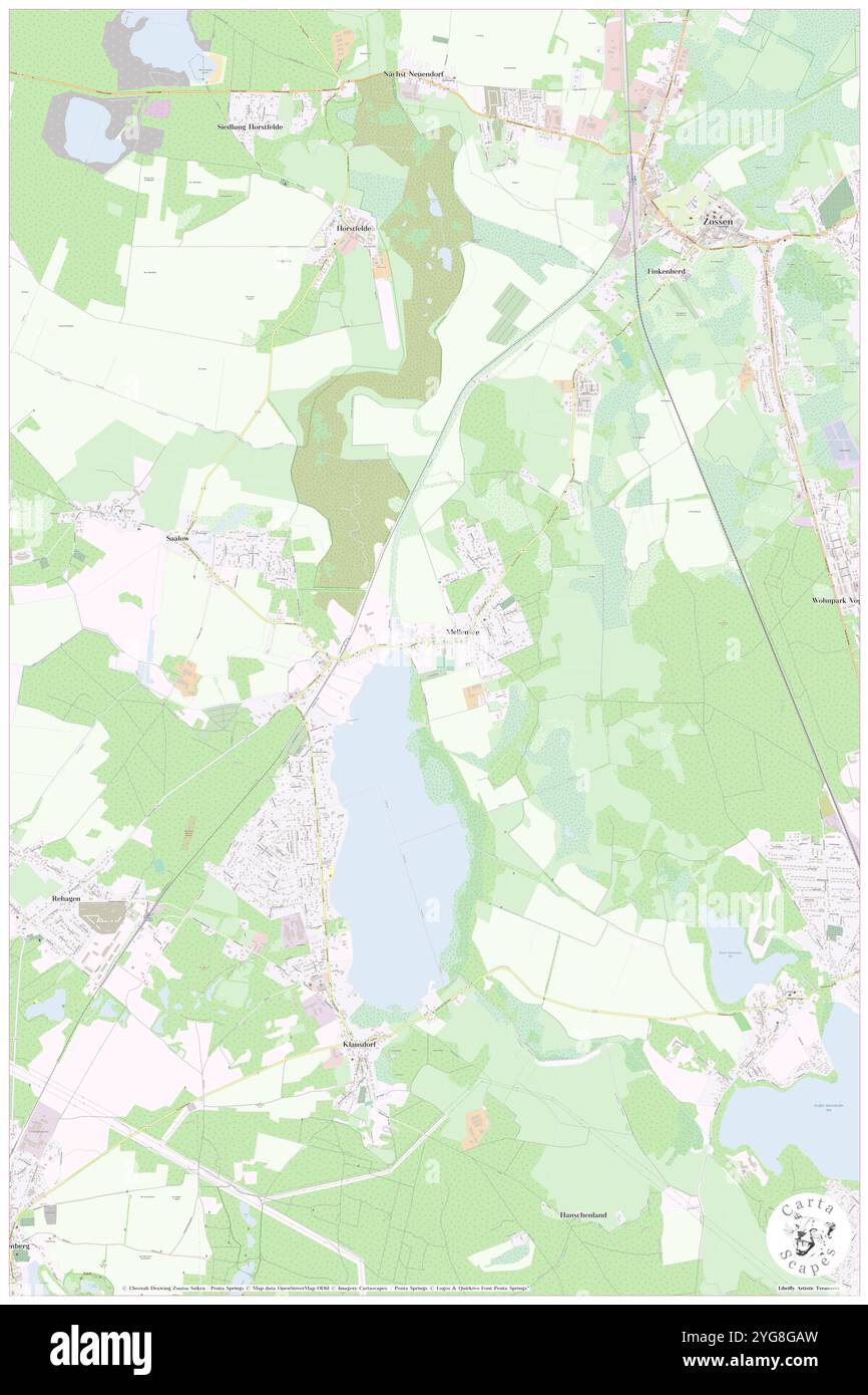 Mellensee, Deutschland, Brandenburg, N 53 11' 17''', N 13 17' 14''', Karte, Cartascapes Map, veröffentlicht 2024. Erkunden Sie Cartascapes, eine Karte, die die vielfältigen Landschaften, Kulturen und Ökosysteme der Erde enthüllt. Reisen Sie durch Zeit und Raum und entdecken Sie die Verflechtungen der Vergangenheit, Gegenwart und Zukunft unseres Planeten. Stockfoto