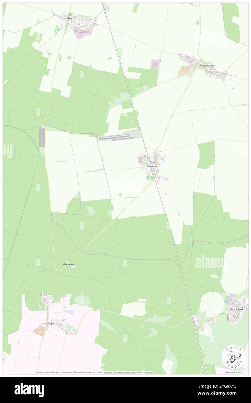 Zellendorf, Deutschland, Brandenburg, N 51 53' 35''', N 13 4' 4''', Karte, Cartascapes Map, veröffentlicht 2024. Erkunden Sie Cartascapes, eine Karte, die die vielfältigen Landschaften, Kulturen und Ökosysteme der Erde enthüllt. Reisen Sie durch Zeit und Raum und entdecken Sie die Verflechtungen der Vergangenheit, Gegenwart und Zukunft unseres Planeten. Stockfoto