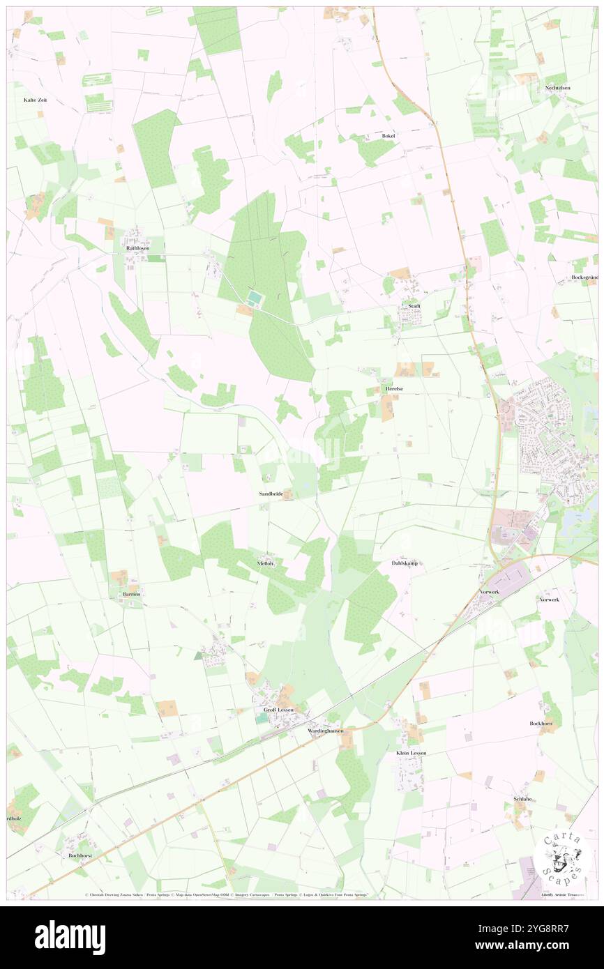 Kuhbach, DE, Deutschland, Niedersachsen, N 52 40' 55''', N 8 44' 56''', Karte, Cartascapes Map, veröffentlicht 2024. Erkunden Sie Cartascapes, eine Karte, die die vielfältigen Landschaften, Kulturen und Ökosysteme der Erde enthüllt. Reisen Sie durch Zeit und Raum und entdecken Sie die Verflechtungen der Vergangenheit, Gegenwart und Zukunft unseres Planeten. Stockfoto