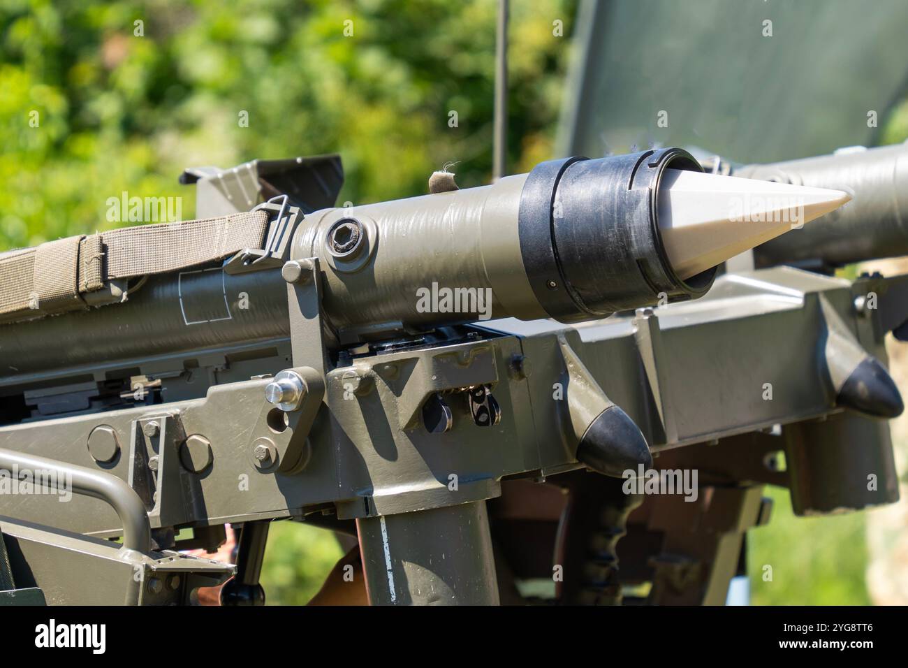 In Frankreich hergestellter Raketenabwehrraketen-Raketenabwehrwerfer Anti-Aérien Léger (MISTRAL). Stockfoto